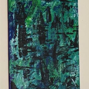 Abstract Green and Black Canvas Art 5x7 acrylic canvas board wellness new